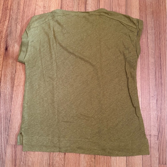 J. Crew Linen Tee Women's S Mustard Yellow Classic Minimalist Autumn (A1 - Picture 2 of 10